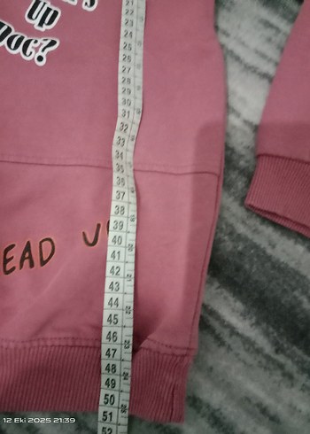 9 Yaş Beden pembe Renk Kız Çocuk Pembe Baskılı Sweatshirt