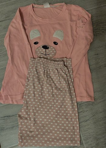 Uzun Kollu Pembe Pijama Takımı