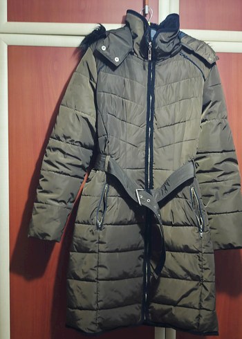 yeşil Kemerli Midi Kadın Kışlık Mont - Görsel 2