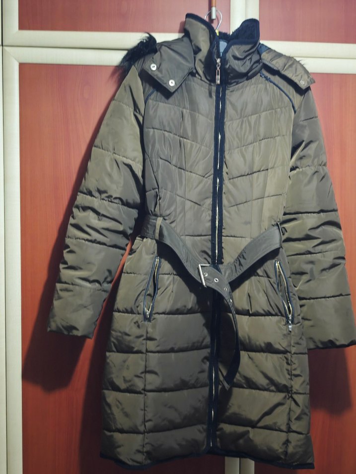 yeşil Kemerli Midi Kadın Kışlık Mont - Görsel 2