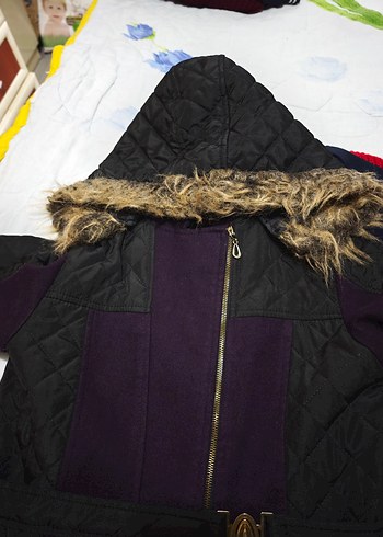 Kemerli Mor Kadın Kışlık Mont - Görsel 3