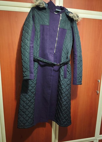 Kemerli Mor Kadın Kışlık Mont - Görsel 4