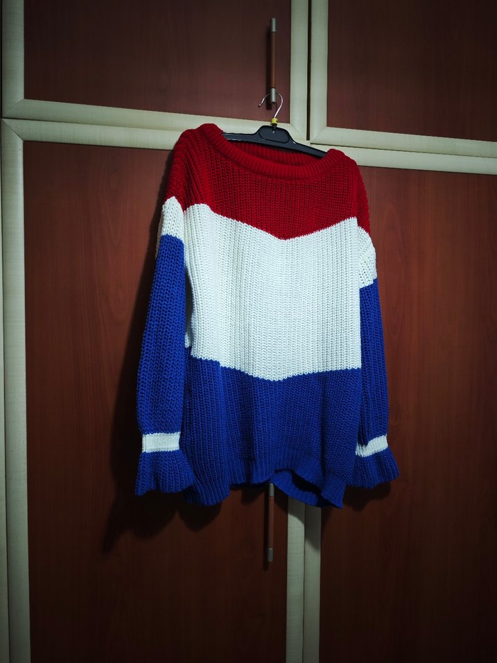 Renkli Triko Kadın Kazak - Görsel 2