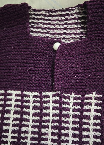 Mor ve gri örgü çocuk süveter - Görsel 2