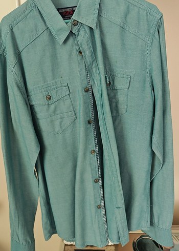 Turkuaz Denim Erkek Gömlek - Rahat Kesim
