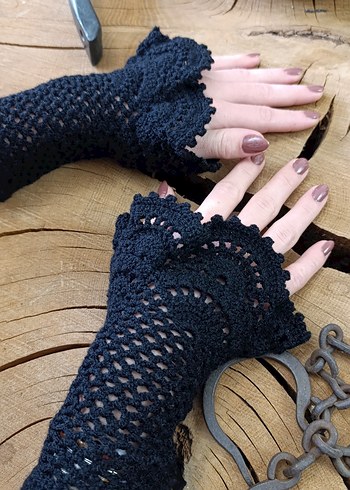 Örgü Gotik Kadın Eldiven /Kolluk - Görsel 5