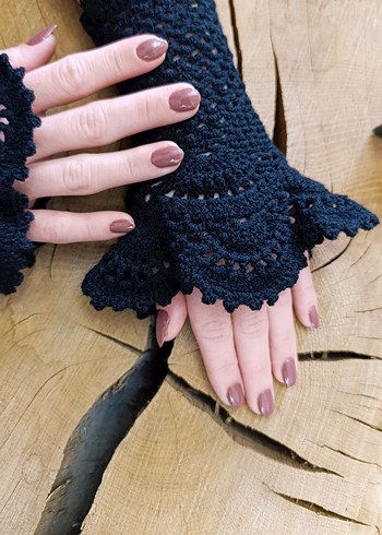 Örgü Gotik Kadın Eldiven /Kolluk - Görsel 2