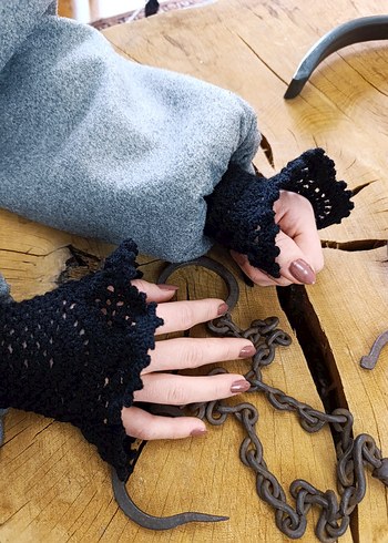 Örgü Gotik Kadın Eldiven /Kolluk - Görsel 3