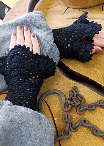 Örgü Gotik Kadın Eldiven /Kolluk - Görsel 4