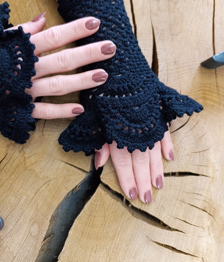 Örgü Gotik Kadın Eldiven /Kolluk - Görsel 2