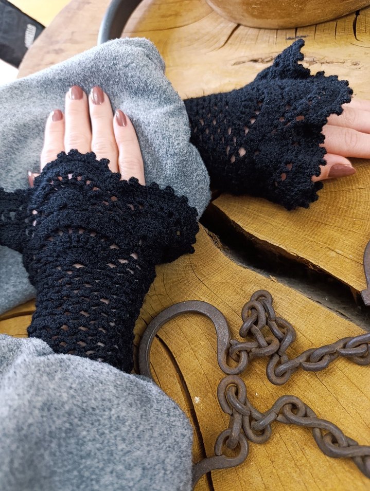 Örgü Gotik Kadın Eldiven /Kolluk - Görsel 4