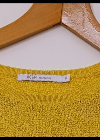 Sarı Gri Kısa Kollu Kazak - Görsel 7