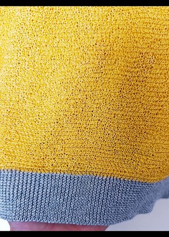 Sarı Gri Kısa Kollu Kazak - Görsel 6