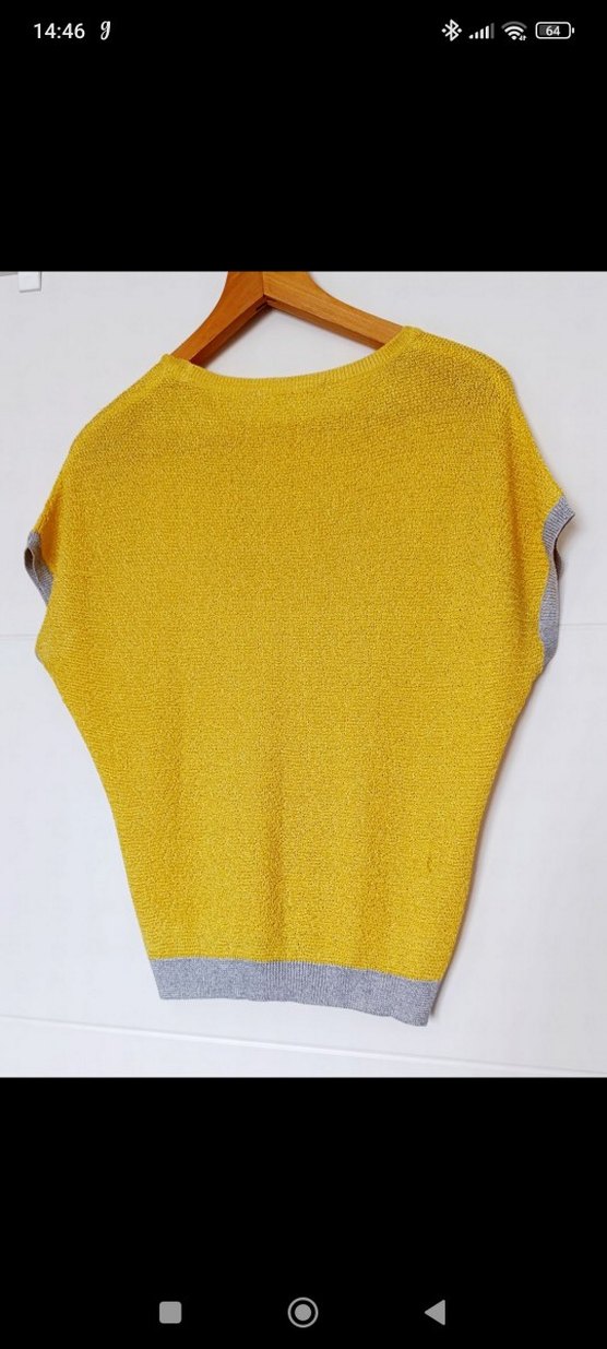 Sarı Gri Kısa Kollu Kazak - Görsel 5