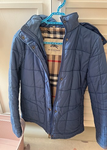 Burberry Lacivert Kapusonlu Sisme Ceket