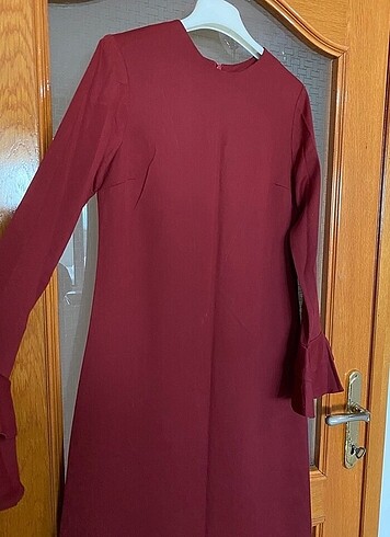 s Beden bordo Renk Tesettür elbise