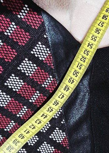 Bordo Kare Desenli Uzun Kollu Triko Bluz - Görsel 4