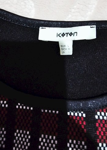 Bordo Kare Desenli Uzun Kollu Triko Bluz - Görsel 2