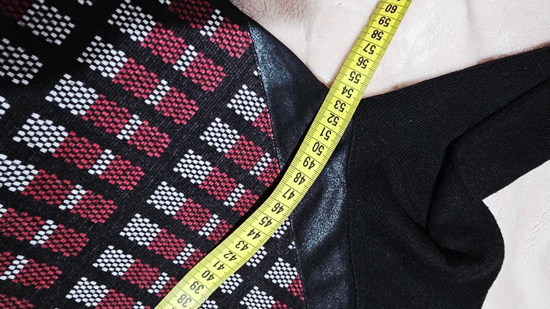 Bordo Kare Desenli Uzun Kollu Triko Bluz - Görsel 4