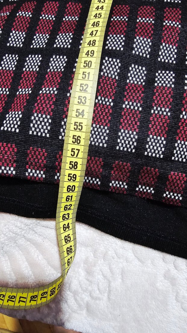 Bordo Kare Desenli Uzun Kollu Triko Bluz - Görsel 5