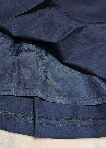 Lacivert Piliseli Keten Kadın etek - Görsel 4