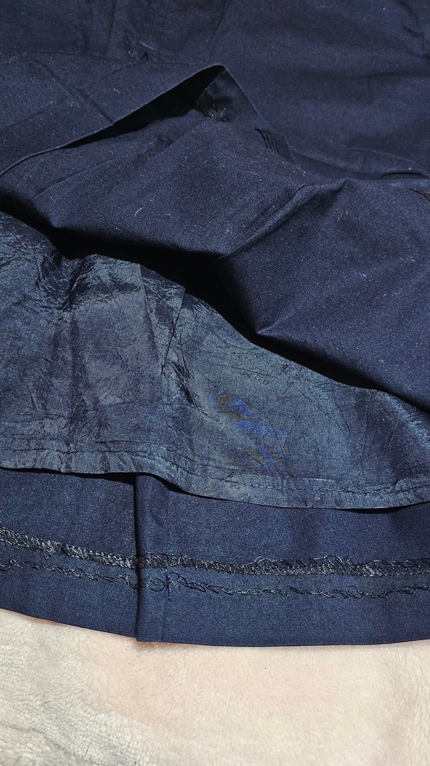 Lacivert Piliseli Keten Kadın etek - Görsel 4