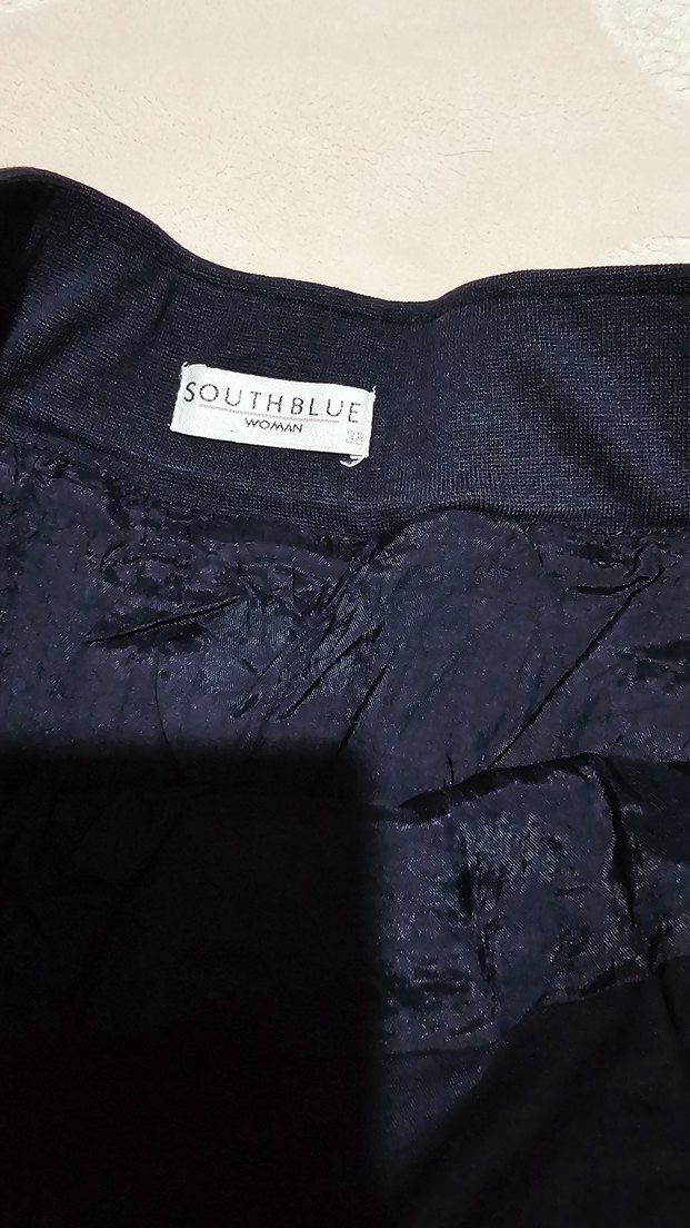 Lacivert Piliseli Keten Kadın etek - Görsel 2