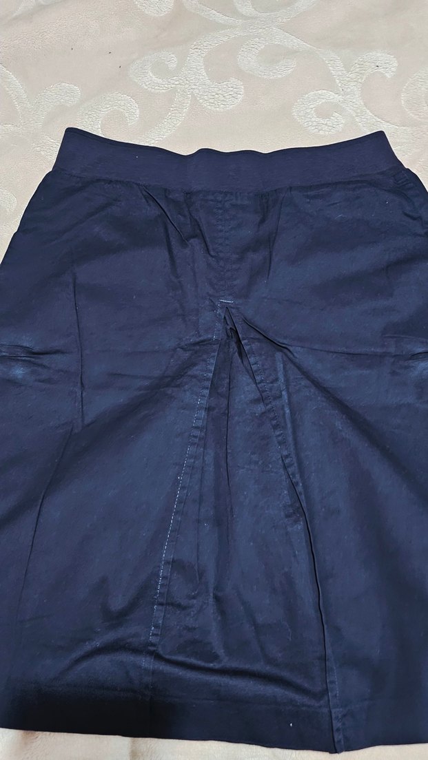 Lacivert Piliseli Keten Kadın etek - Görsel 3