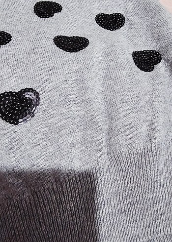 Gri Uzun Kollu Düğmeli Kadın Triko - Görsel 7