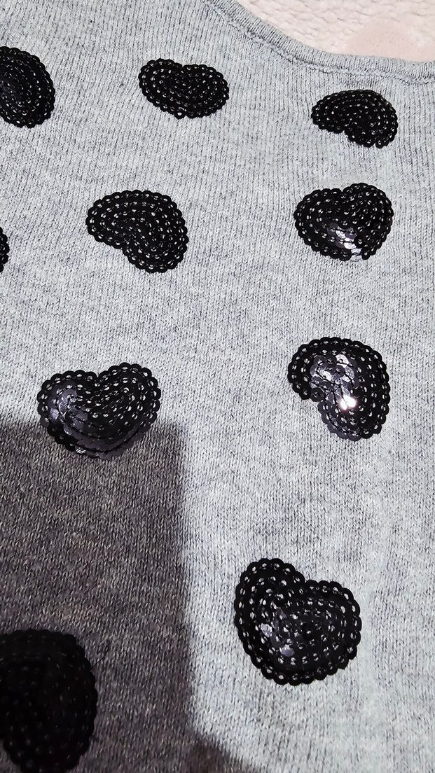 Gri Uzun Kollu Düğmeli Kadın Triko - Görsel 2