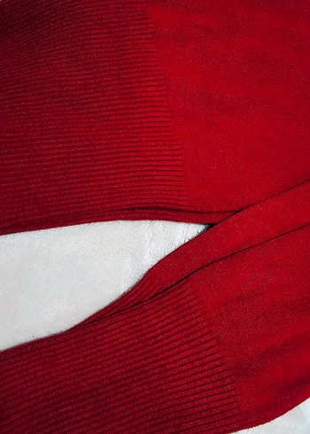 koton Koyu Kırmızı V Yaka Kadın Kazak - Görsel 5