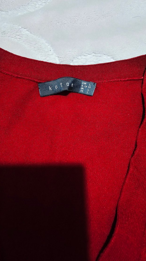 koton Koyu Kırmızı V Yaka Kadın Kazak - Görsel 2