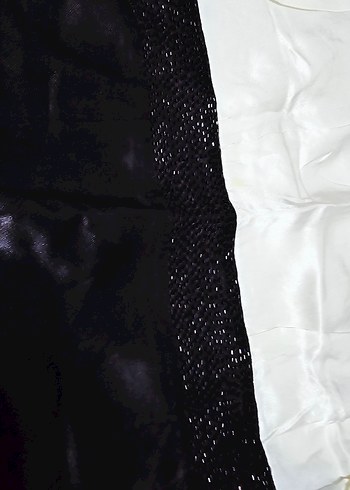 Beyaz-Siyah Midi Abiye Elbise - Görsel 3