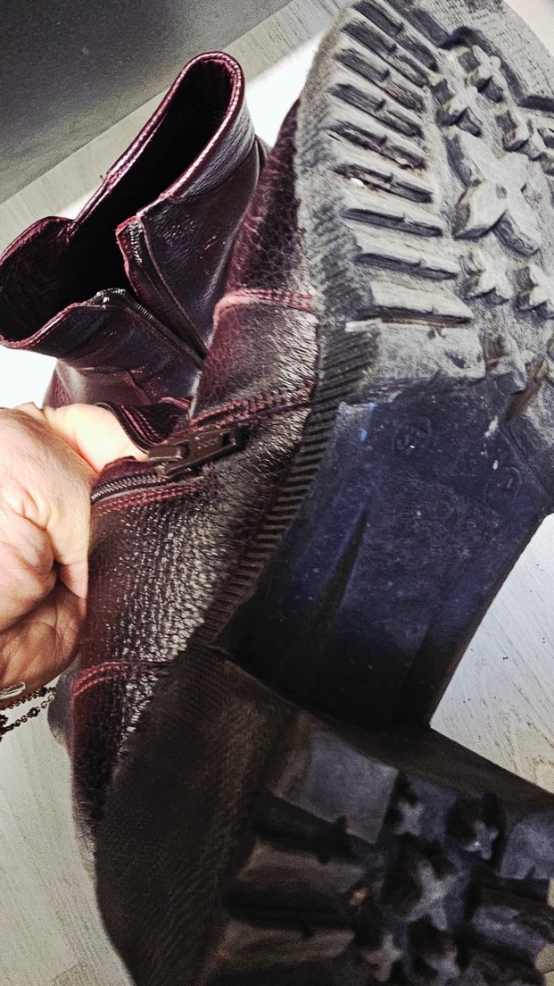 Bordo Deri Kadın Bot, Tokalı, Kalın Topuklu - Görsel 3