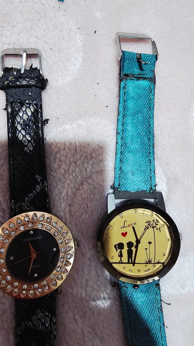 Mavi Kayışlı Renkli Rock Punk Kadın Saati ikili fiyat - Görsel 2