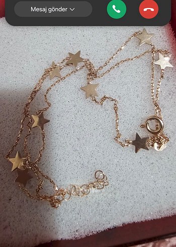Yıldızlı Zincir Detaylı Altın rengi 925 ayar Bileklik - Görsel 2