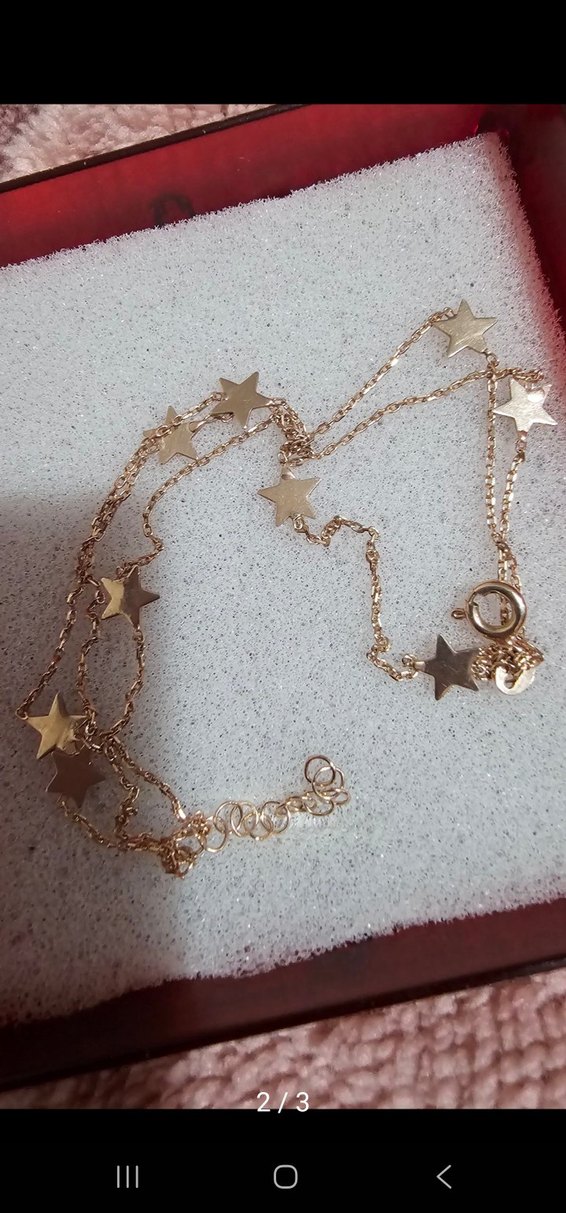 Yıldızlı Zincir Detaylı Altın rengi 925 ayar Bileklik - Görsel 4