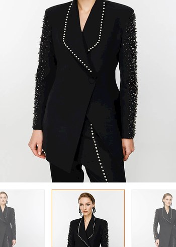 Zara Nefeli model Taşlı Siyah Kadın Takım tesettüre uygun