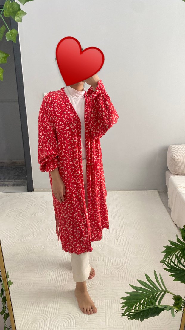 Uzun Kollu Çiçekli kadın viskon kimono - Görsel 3