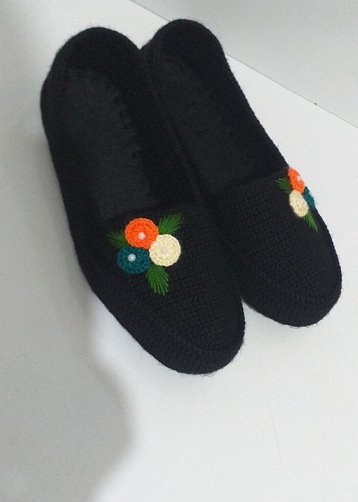 Örgü ev babeti patik ayakkkabı  - Görsel 3