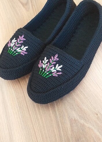 Örgü ev babeti patik ayakkkabı  - Görsel 2