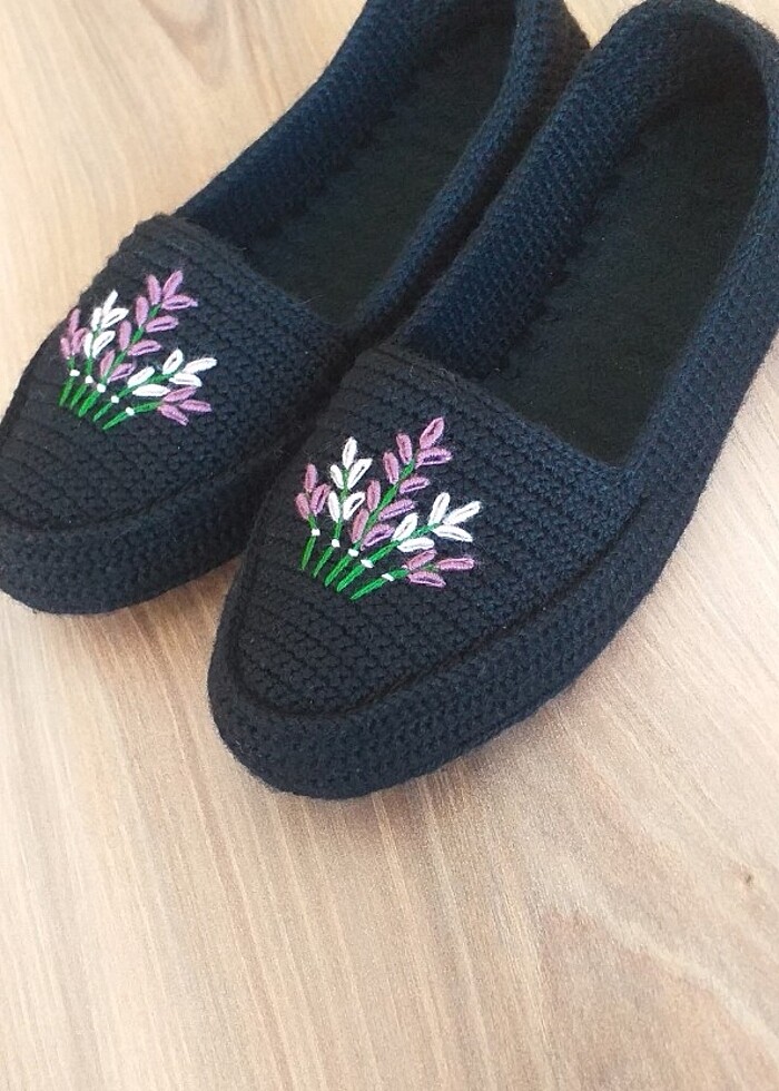 Örgü ev babeti patik ayakkkabı  - Görsel 2