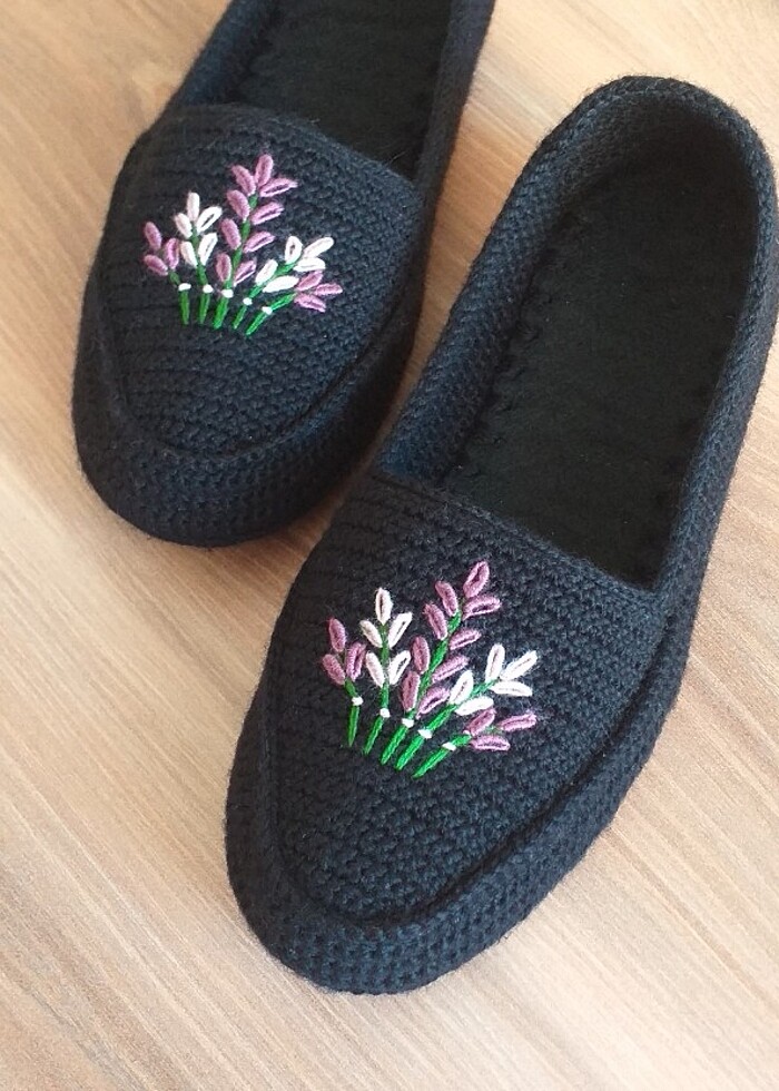 Örgü ev babeti patik ayakkkabı  - Görsel 3