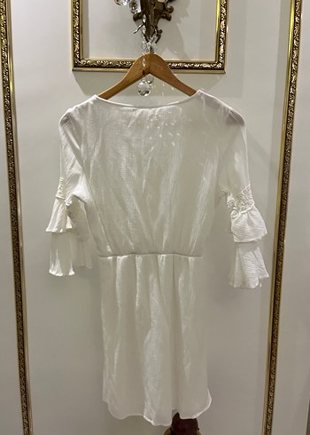 V Yaka Püsküllü Bohem Elbise - Görsel 5