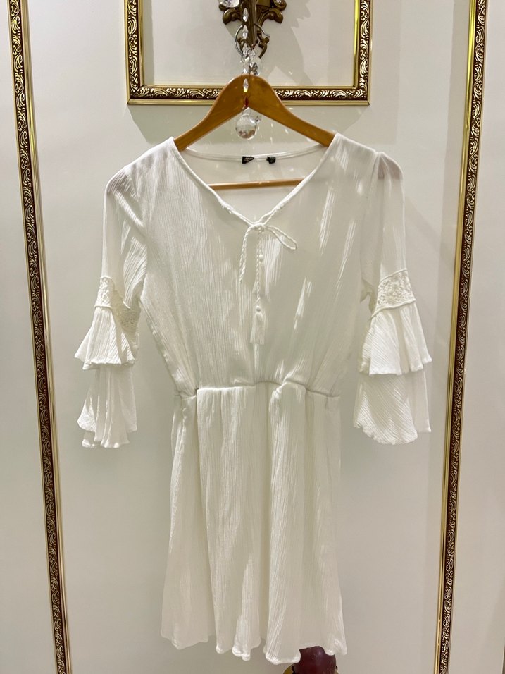 V Yaka Püsküllü Bohem Elbise - Görsel 2