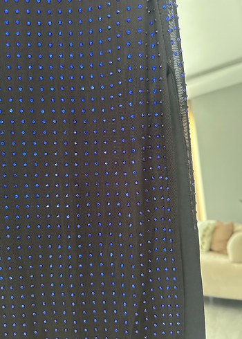 s Beden Bershka Straplez Lacivert Taşlı Midi Elbise