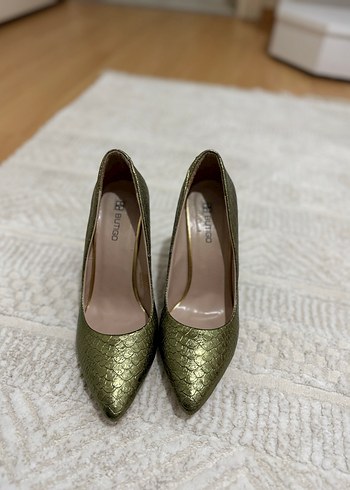 Parlak Yeşil Yılan Derisi Desenli Stiletto - Görsel 6