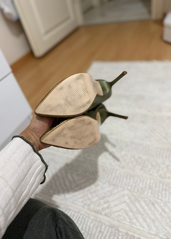 Parlak Yeşil Yılan Derisi Desenli Stiletto - Görsel 5