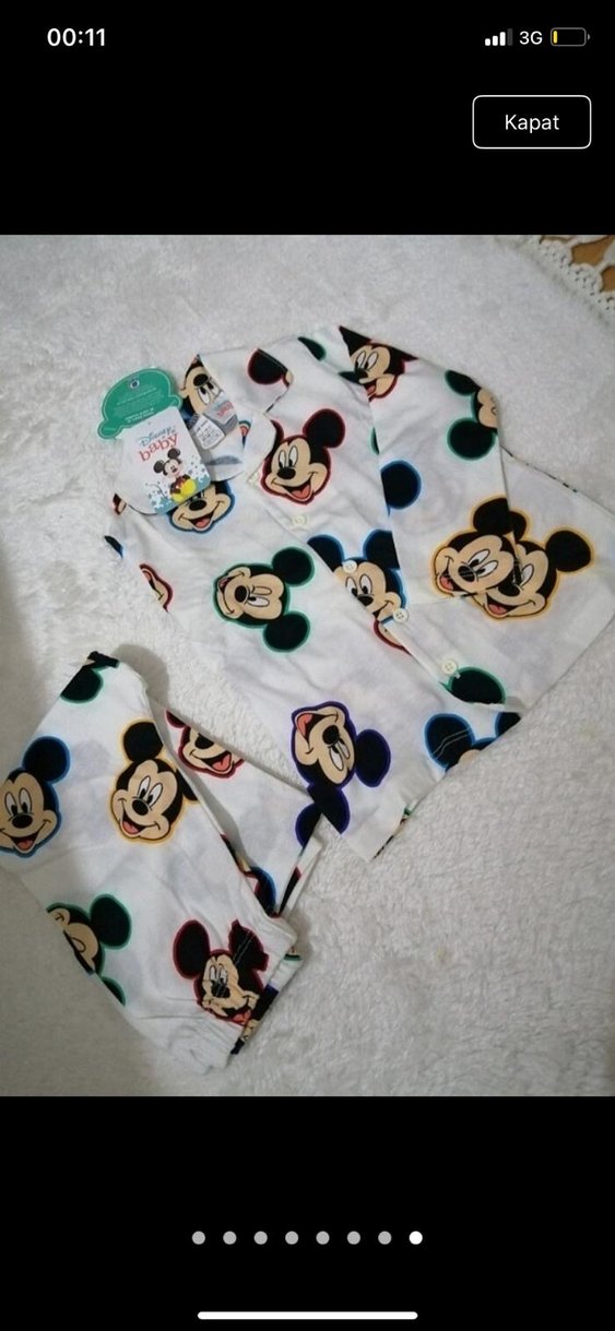 Renkli Baskılı Pamuk Disney Bebek pijama takımk - Görsel 3