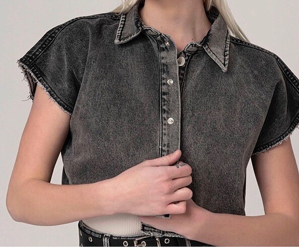 xl Beden gri Renk Denim crop / mini üst